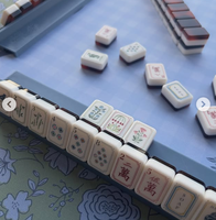Jeu de tuiles de mahjong américain personnalisé, 160 pièces, élégant motif floral et d'animaux vintage, jeu de mahjong en acrylique 3 couches