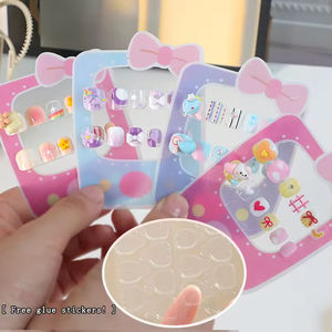 Bonitas Uñas Postizas Cortas de Estilo Francés con Dibujos Animados en 3D para Niñas, Uñas Artificiales de ABS con Pegamento, Decoración de Uñas - Product Image 5