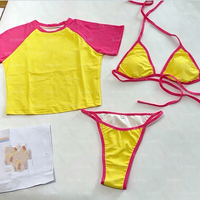 Sportieve stijl, bijpassende badkleding fabrikant, dames eco-vriendelijke bikini, op maat gemaakte logo bikini shorts, 3-delige set