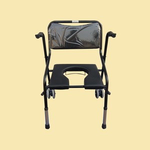 <b>Folding</b> Commode <b>Chair</b> For Elderly And Disabled Home Use Black With Foam <b>Padding</b> Hospital <b>Chair</b> - Product Image 3