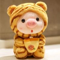 Peluche Cochon Thé au Lait Style Instagram, Jouet Apaisant en Polyester avec Rembourrage Coton PP, Anti-Stress, Cadeau d'Anniversaire Unisexe, Doux et Confortable