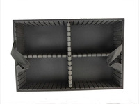 Valise de maquillage à roulettes en aluminium noir, grande capacité, avec fermeture ouverte, pour salon de beauté