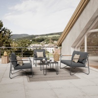AJUNION Moderne Outdoor-Lounge-Möbel Sofa-Set Stahl-Sessel Zweisitzer Gartenmöbel-Set Outdoor-Sitzgruppe Sofa-Set für 4 Personen