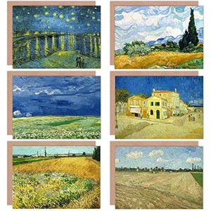 <span class=keywords><strong>Vincent</strong></span> Van Gogh Geploegde Yellow House cipressi Wheatfield <span class=keywords><strong>notte</strong></span> <span class=keywords><strong>stellata</strong></span> biglietti d'auguri d'arte confezione da 6 con buste - Product Image 1