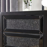 Coiffeuse de maquillage effet diamant écrasé avec miroir à 15 ampoules LED et 11 tiroirs pour chambre