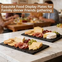 Assiettes de table rectangulaires en ardoise noire personnalisées de 12 x 8 pouces, planche à charcuterie, tuile d'ardoise vierge pour gravure laser