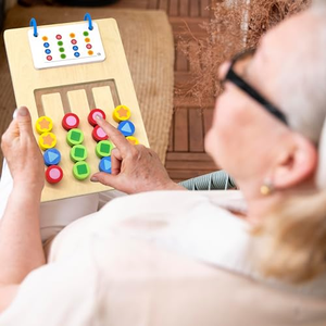 Jouets éducatifs en bois pour enfants, jeu de marche double face quatre couleurs, pour l'apprentissage des formes et des couleurs - Product Image 2