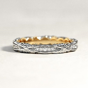 Anello Minimalista Bicolore con Micro Pavé per Donna, Elegante e Versatile, Ornamento per Dito Indice - Product Image 6