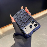 Nouvelle coque de téléphone à motif crocodile, en similicuir, anti-chute, simple, demi-coque, compatible avec iPhone 17 Pro Max