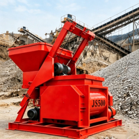 Malaxeur à béton à double arbre JS500 avec grue à câble et porte de déchargement manuelle pour la production de béton préfabriqué