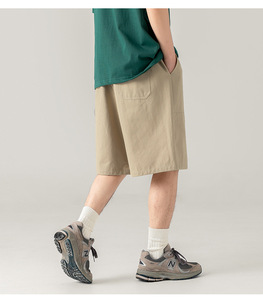 <span class=keywords><strong>Gelan</strong></span> Pantalon cargo décontracté pour homme Short d'été cinq quarts avec impression personnalisée en coton Motif solide Coupe ample - Product Image 5