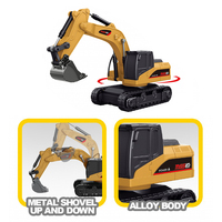 Mini RC Ekskavatör Oyuncak 1:64 Ölçekli Uzaktan Kumandalı Paletli İnşaat Aracı Metal Kepçeli Çocuklar İçin