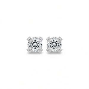 Pendientes de Oro Blanco E2075 con Diamantes Redondos de Corte Brillante, Engaste de Garra, Joyería Fina Clásica Unisex - Product Image 1