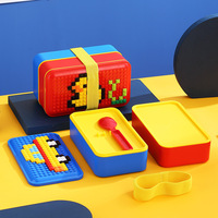 Boîte à lunch éducative STEM à construire soi-même, avec sangle élastique détachable et cuillère, compatible micro-ondes, qualité alimentaire sans BPA, pour l'école