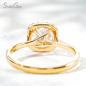 Anillo de Compromiso Unisex Clásico con Halo de Oro Amarillo de 18K y Diamante Cultivado en Laboratorio de Corte Brillante Redondo de 1.33ct y 6.79mm, 2.82g - Product Image 4