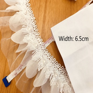 1 Yard Bunga Bordir Renda Memangkas Mutiara Manik-manik Pita Gaun Pengantin Menjahit Pinggiran DIY Kerajinan - Product Image 4