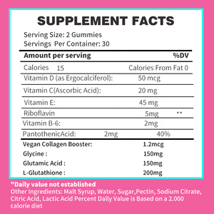 Gomitas Blanqueadoras de Piel al por Mayor de Fábrica, Suplementos de Colágeno y L-Glutatión para Mujeres Adultas, Suplemento Aclarante - Product Image 4