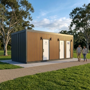 Toilettes publiques préfabriquées 40HQ - Bloc <span class=keywords><strong>de</strong></span> toilettes modulaire en acier inoxydable, certifié Watermark et SAA, pour extérieur - Product Image 1