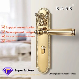 घर के बेडरूम के लिए लकड़ी के दरवाजे के लिए सोने और चांदी के दरवाजे के लिए चांदी का दरवाजा लॉक - Product Image 3