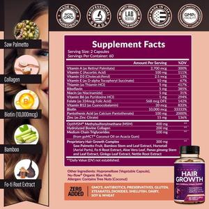 Cápsulas Capilares Orgánicas Personalizadas LUVVITA al por Mayor con Biotina y Colágeno que Promueven un Cabello Más Grueso y Combaten la Caída del Cabello para Adolescentes y Mujeres Adultas - Product Image 3