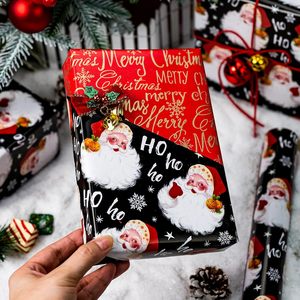 Black Christmas <b>Wrapping</b> <b>Paper</b> Roll Santa Claus Design Double Side 46.8 Sq Ft Recyclable Gift Craft Packaging - Product Image 4