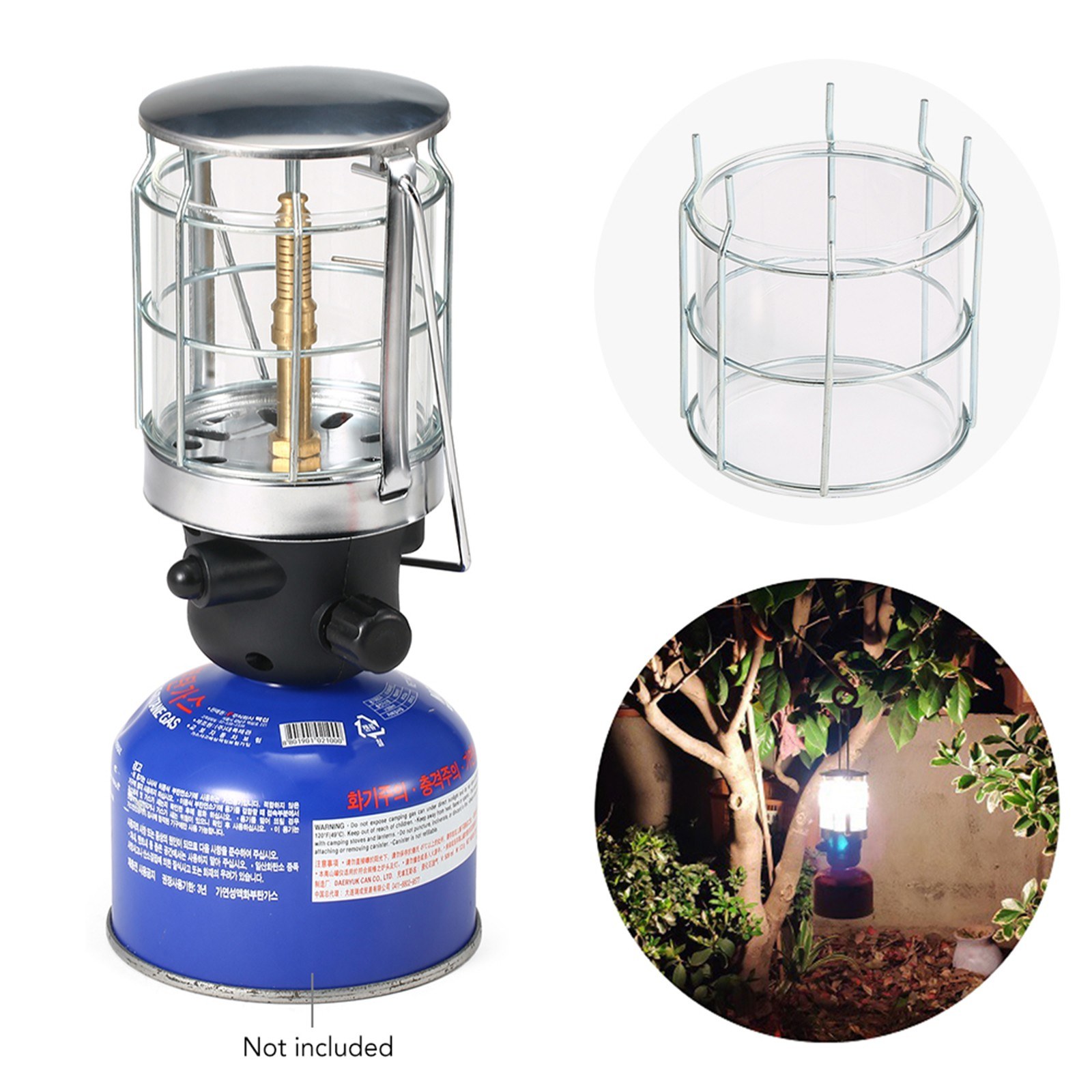 Camping Gaslampe mit Piezo-Znder fr Zelt und Rucksackreisen