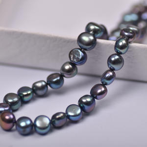 Natural <b>Black</b> 4-9mm Tahitian Freshwater Pearl Two <b>Sided</b> Light Horizontal Hole DIY Baroque Accessories Loose Pearls Wholesale - Product Image 2