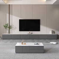 Moderner Luxus-TV-Schrank mit weißer Schieferplatte und LED-Beleuchtung für Wohnzimmer, Schlafzimmer, Hotel, multifunktionaler Kaffee- und Teetisch
