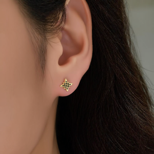 Fashion <b>Stud</b> <b>Earrings</b> 316L Stainless Steel PVD Gold Plating Black Stone Inlay Minimalist Design For Women - Product Image 3