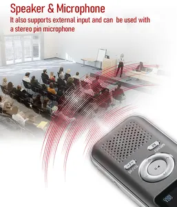 Microfone integrado profissional hd mini dispositivo gravador de voz digital, gravação ativada por voz com fone de ouvido