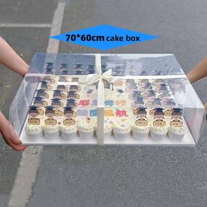 Boîte à gâteaux en dalle rectangulaire de qualité supérieure 28*20*7 "boîte d'emballage de gâteau de célébration de fête de mariage de remise des diplômes entièrement transparente - Product Image 2