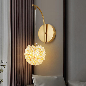 Applique murale pour chambre à coucher et <span class=keywords><strong>dressing</strong></span> avec réfraction prismatique, <span class=keywords><strong>luminaire</strong></span> LED couleur or pour couloir, élégante applique murale boule <span class=keywords><strong>de</strong></span> cristal - Product Image 5