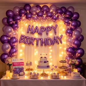 Party Love Latex Balloons 30cm Purple Metallic For Decoration ensures flexibility and resilience - Product Image 5