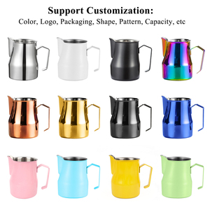 Pichet à lait pour latte art en acier inoxydable avec revêtement PVD de 750 ml, couleur personnalisée, style italien, bec en V, pour barista, café, mousse de lait, expresso - Product Image 2