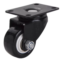 Roda Kastor PVC Hitam untuk Furnitur, 3 In 1 Box Packing, Putar, Rem Ganda, Beban Berat, Mudah Dipindahkan, Pelat Atas