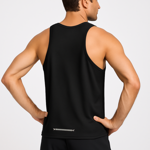 100% poliéster deportes sin costuras secado rápido hombres maratón impresión personalizada transpirable gimnasio carrera camiseta sin mangas para correr - Product Image 4