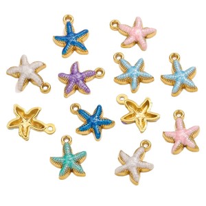 DZ056 18K Gold Plated Stainless Steel Starfish Pendants, Enamel Inlay Ocean Charms, DIY <strong>Jewelry</strong> Necklace Accessories <strong>Supplies</strong> - Product Image 6