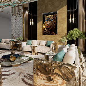 Muebles de Lujo para Casa Completa, Fabricantes Turcos, Juego de Sofás de Cuero de Lujo con Diseño Interior en 3D - Product Image 1
