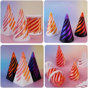 Twisted Stood-Up Geometry Pattern Cartoon Shape Two-color Fingertip Spiral Structure 3D Printed Plastic Fashionable Toys Stress - Product Image 4
