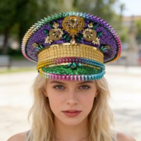 Chapeau de Capitaine Steampunk à Strass à Faible MOQ, Chapeau de Pirate avec Logo Personnalisé, Idéal pour les Festivals Viking et les Parades de Navires Longs