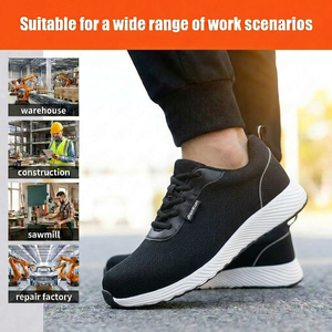 Zapatillas de seguridad de corte bajo con puntera de acero estándar europeo, resistentes a perforaciones en la entresuela, transpirables para el empeine, ideales para el trabajo de verano. - Product Image 6