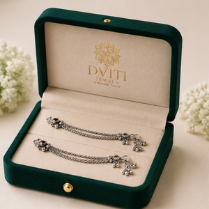 Tobillera de Plata 925 con Cadena Antigua Estilo Payal para Mujer, Oxidada, Multicapa, Ajustable, Joyería Étnica para el Pie (Par) - Product Image 3