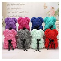 Valentinstag Geschenk 40Cm Rosen Schaum Rot Geschenke Mini Konservierte Valentine Rose Bär Teddybären Künstliche Blumen Mit Box