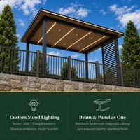 Yeyon OEM Pavillon autoportant à toit plat en bois avec éclairage LED, moderne, toutes saisons, espace de divertissement extérieur, véranda en verre