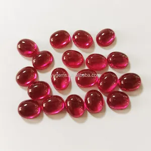 Flat back synthetic 5# red ruby stone oval shape cabochon corundum gemstones