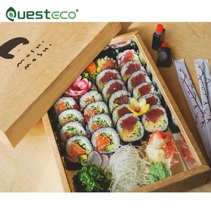 Caja de Embalaje <span class=keywords><strong>para</strong></span> Sushi de Papel Kraft Ecológico Impresa Personalizada con Ventana Transparente <span class=keywords><strong>para</strong></span> Entrega de Comida a Domicilio y Catering en Restaurantes - Product Image 2