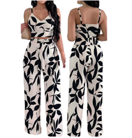 Ensemble 2 pièces décontracté pour femme été 2026 – Débardeur à fines bretelles et pantalon large à motif uni pour le quotidien