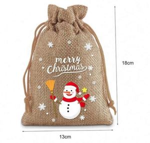 Bolsa de yute navideña de alta calidad con cordón y logotipo personalizado, la más vendida al por mayor, saco de Papá Noel colorido - Product Image 2