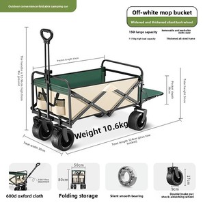 Chariot pliable à <span class=keywords><strong>4</strong></span> roues avec plate-forme PP, chariot portable à quatre roues pour le camping en plein air - Product Image 5