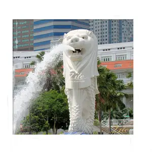 Intagliato a mano Famosa Singapore Pietra Merlion Scultura